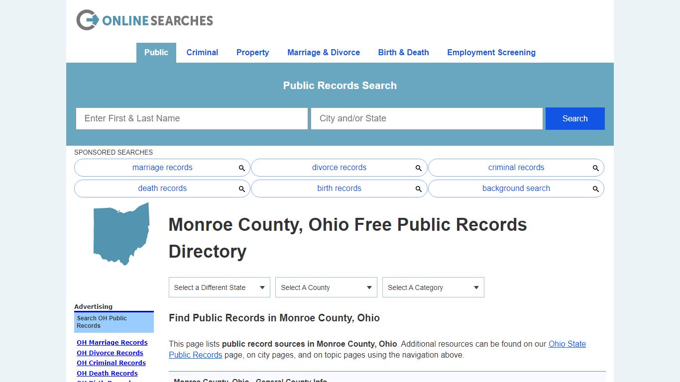 Monroe County, Ohio Public Records Directory - OnlineSearches.com