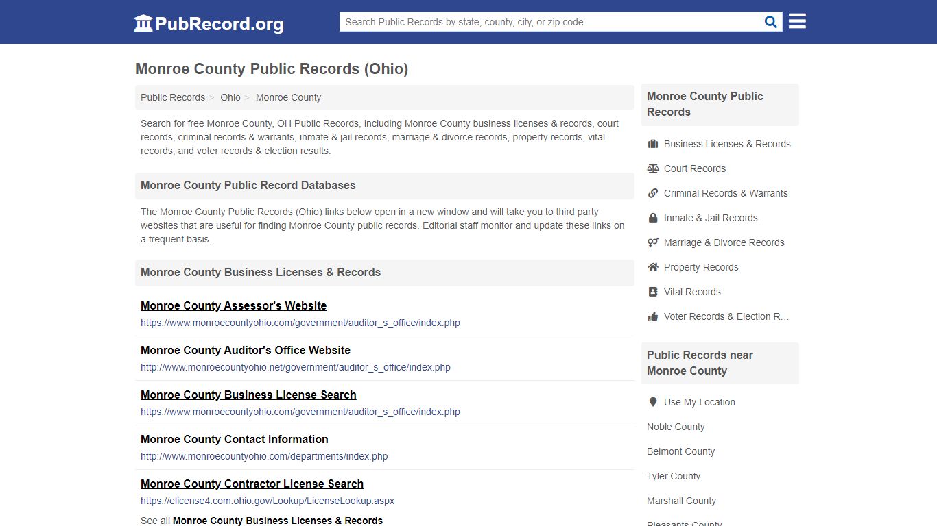 Free Monroe County Public Records (Ohio Public Records) - PubRecord.org